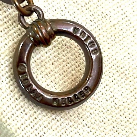 Nolan Miller 90s Vintage Veneto Chain Orange Rhinestone Toggle Clasp Necklace - Picture 3 of 7